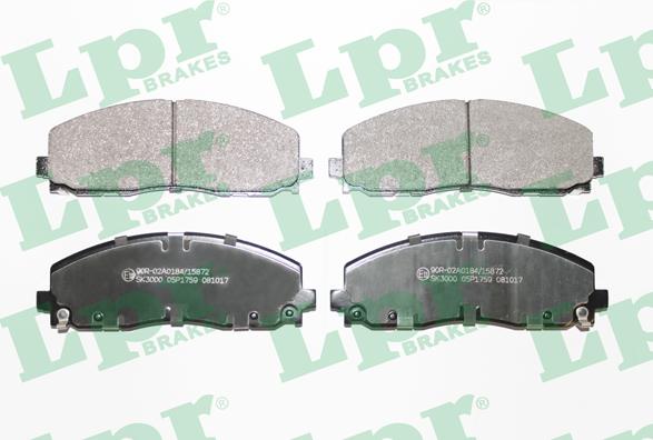 LPR 05P1759 - Тормозные колодки, дисковые, комплект parts5.com