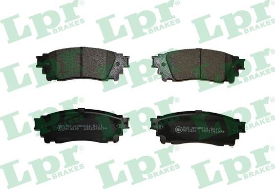 LPR 05P2094 - Тормозные колодки, дисковые, комплект parts5.com