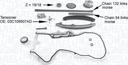 Magneti Marelli 341500001220 - Комплект цепи привода распредвала parts5.com