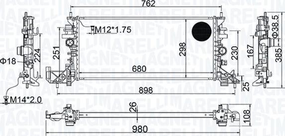 Magneti Marelli 350213206700 - Радиатор, охлаждение двигателя parts5.com