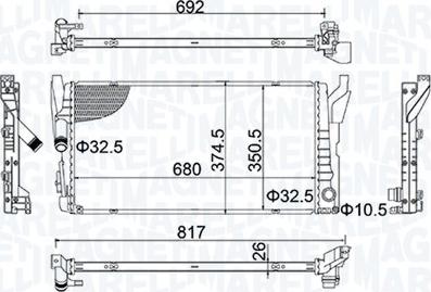 Magneti Marelli 350213202800 - Радиатор, охлаждение двигателя parts5.com