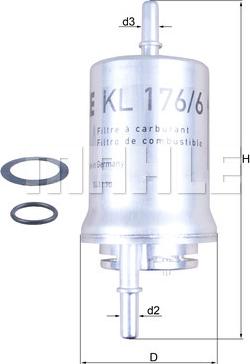 MAHLE KL 176/6D - Топливный фильтр parts5.com