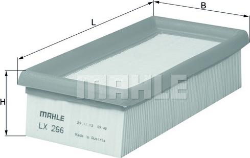 MAHLE LX 266 - Воздушный фильтр parts5.com