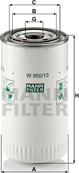 Mann-Filter W 950/13 - Масляный фильтр parts5.com