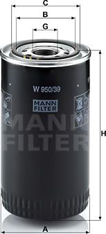 Mann-Filter W 950/39 - Масляный фильтр parts5.com