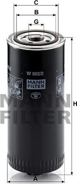 Mann-Filter W 962/2 - Масляный фильтр parts5.com