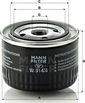Mann-Filter W 914/4 - Масляный фильтр parts5.com