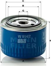 Mann-Filter W 914/2 - Масляный фильтр parts5.com