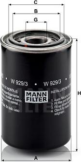 Mann-Filter W 929/3 - Масляный фильтр parts5.com