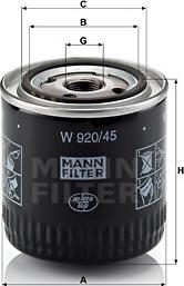 Mann-Filter W 920/45 - Масляный фильтр parts5.com