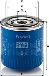 Mann-Filter W 920/48 - Масляный фильтр parts5.com