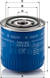 Mann-Filter W 920/47 - Oil Filter parts5.com