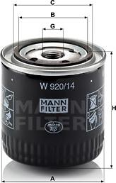 Mann-Filter W 920/14 - Масляный фильтр parts5.com
