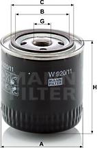 Mann-Filter W 920/11 - Oil Filter parts5.com