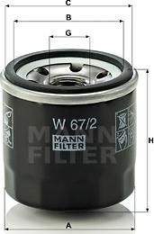 Mann-Filter W 67/2 - Масляный фильтр parts5.com