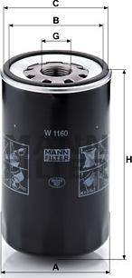 Mann-Filter W 1160 - Масляный фильтр parts5.com