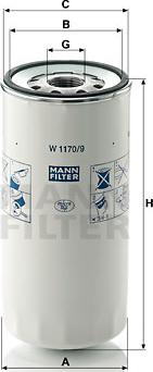 Mann-Filter W 1170/9 - Масляный фильтр parts5.com