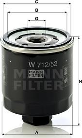 Mann-Filter W 712/52 - Масляный фильтр parts5.com