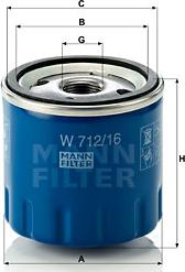 Mann-Filter W 712/16 - Масляный фильтр parts5.com