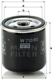 Mann-Filter W 712/80 - Масляный фильтр parts5.com