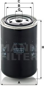 Mann-Filter WK 940/19 - Топливный фильтр parts5.com