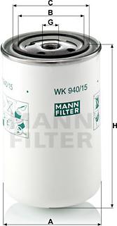 Mann-Filter WK 940/15 - Топливный фильтр parts5.com