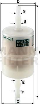 Mann-Filter WK 42/1 - Топливный фильтр parts5.com