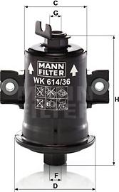 Mann-Filter WK 614/36 x - Топливный фильтр parts5.com