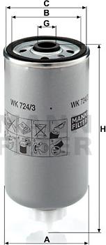 Mann-Filter WK 724/3 - Топливный фильтр parts5.com