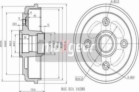 Maxgear 19-1041 - Тормозной барабан parts5.com