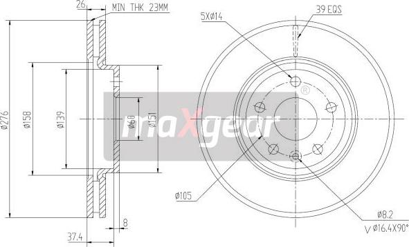 Maxgear 19-2334 - Тормозной диск parts5.com