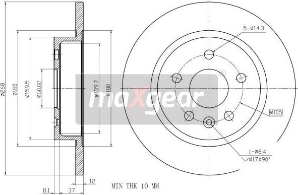 Maxgear 19-2333 - Тормозной диск parts5.com