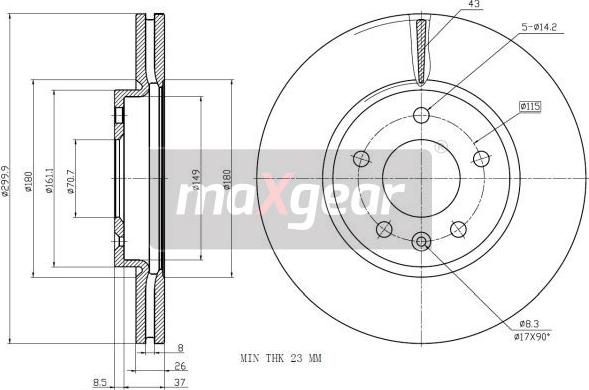 Maxgear 19-2332 - Тормозной диск parts5.com