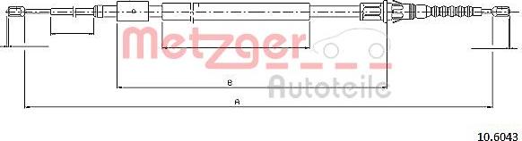 Metzger 10.6043 - Тросик, cтояночный тормоз parts5.com