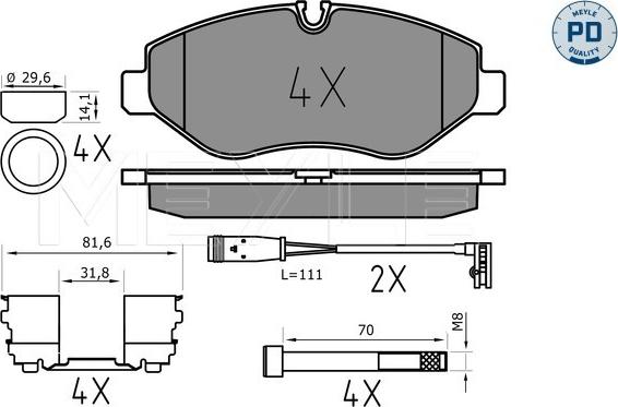 Meyle 025 291 9220/PD - Тормозные колодки, дисковые, комплект parts5.com