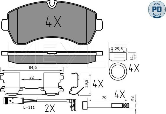 Meyle 025 292 0020/PD - Тормозные колодки, дисковые, комплект parts5.com