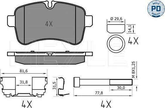 Meyle 025 292 3221/PD - Тормозные колодки, дисковые, комплект parts5.com