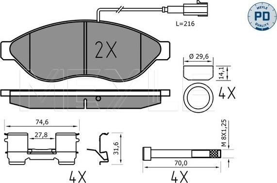 Meyle 025 244 6819-1/PD - Тормозные колодки, дисковые, комплект parts5.com