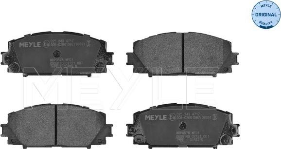 Meyle 025 243 4717 - Тормозные колодки, дисковые, комплект parts5.com