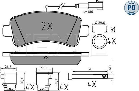 Meyle 025 259 8721/PD - Тормозные колодки, дисковые, комплект parts5.com