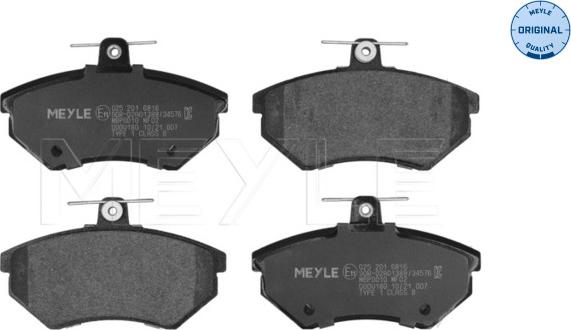 Meyle 025 201 6816 - Тормозные колодки, дисковые, комплект parts5.com