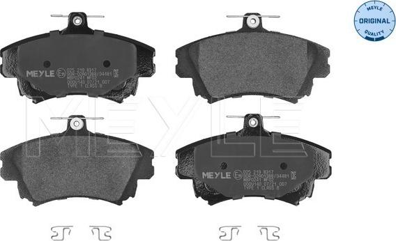 Meyle 025 219 8317 - Тормозные колодки, дисковые, комплект parts5.com