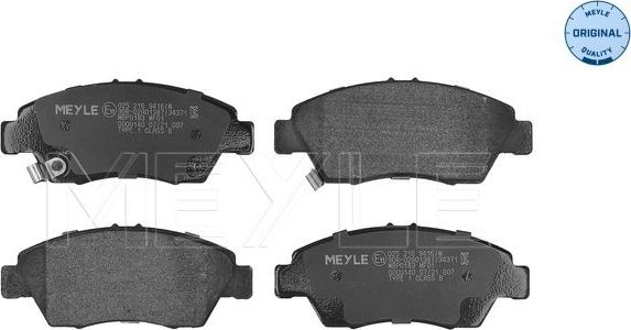 Meyle 025 216 9416/W - Тормозные колодки, дисковые, комплект parts5.com