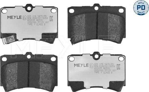 Meyle 025 216 5415/PD - Тормозные колодки, дисковые, комплект parts5.com