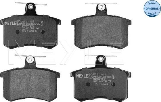 Meyle 025 211 4416 - Тормозные колодки, дисковые, комплект parts5.com