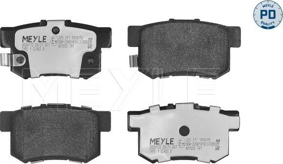 Meyle 025 217 1914/PD - Тормозные колодки, дисковые, комплект parts5.com