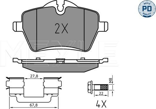 Meyle 025 239 8418/PD - Тормозные колодки, дисковые, комплект parts5.com