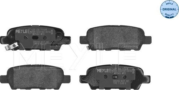 Meyle 025 238 7114/W - Тормозные колодки, дисковые, комплект parts5.com