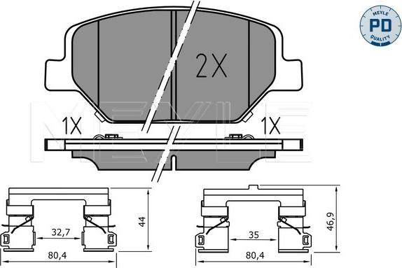 Meyle 025 221 3819/PD - Тормозные колодки, дисковые, комплект parts5.com