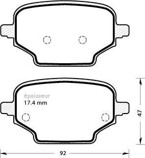 Vauxhall 1647887380 - Тормозные колодки, дисковые, комплект parts5.com